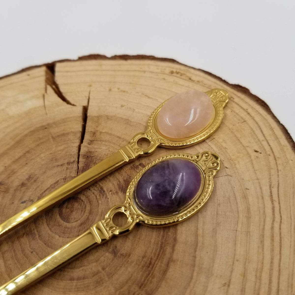Natural Semi Precious Gemstone Crystal Amethyst Soup Spoon: Purple