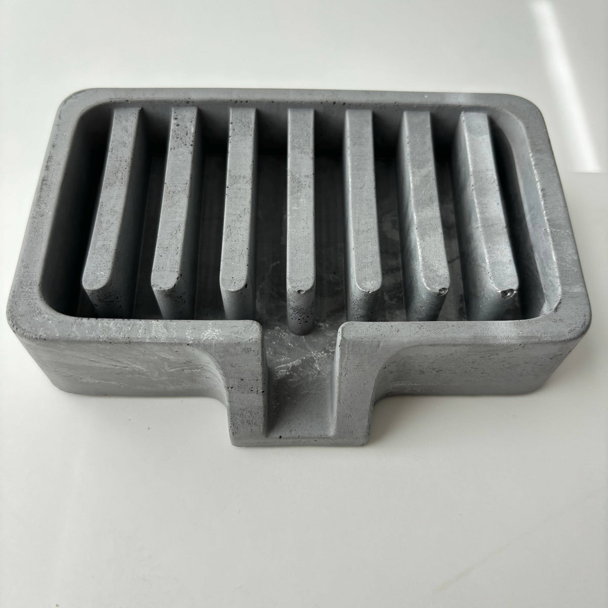 Concrete Soap Dish: Light Gray & Gold