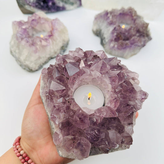 Amethyst Crystal Candle Holder