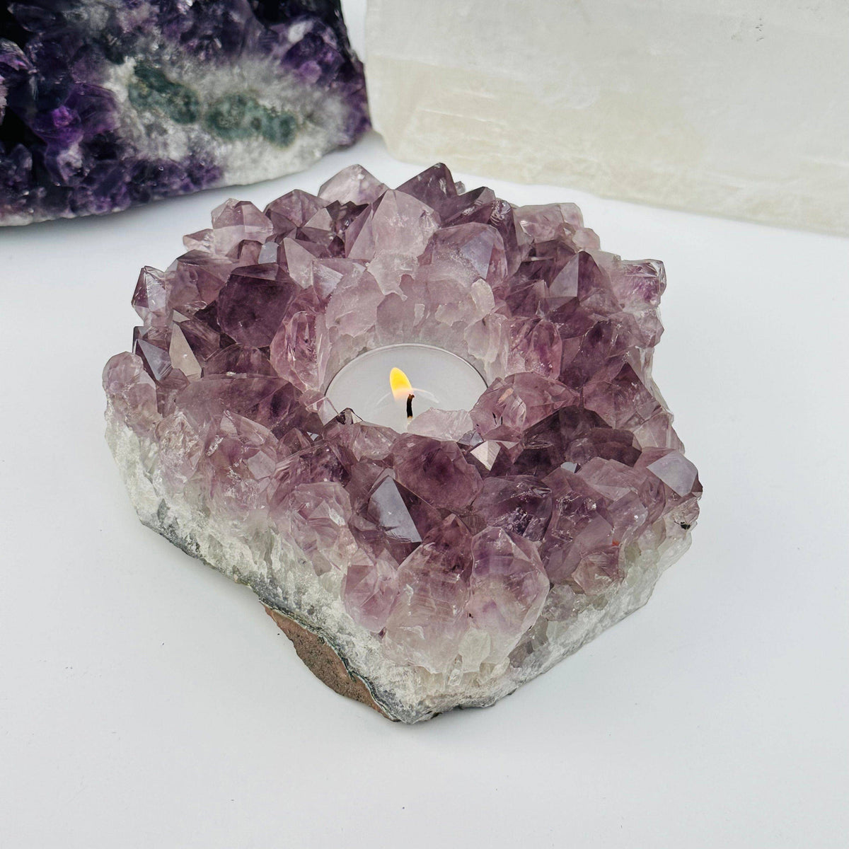 Amethyst Crystal Candle Holder