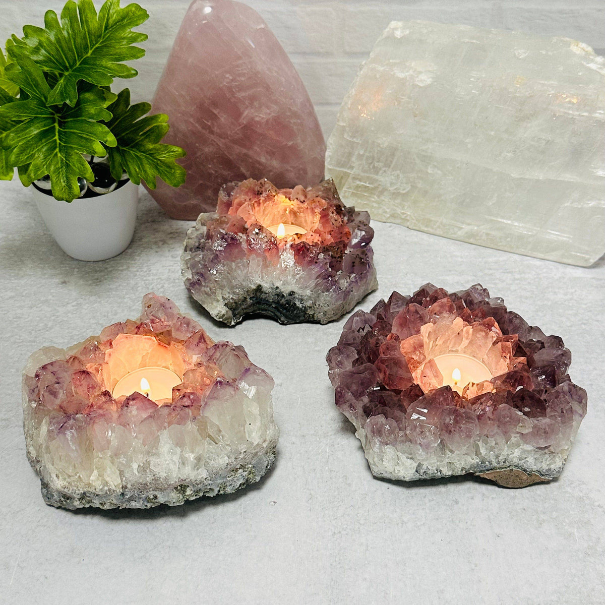 Amethyst Crystal Candle Holder